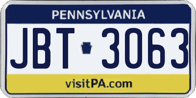 PA license plate JBT3063