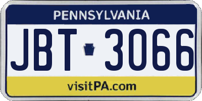 PA license plate JBT3066