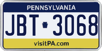 PA license plate JBT3068