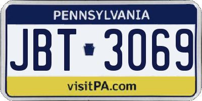 PA license plate JBT3069