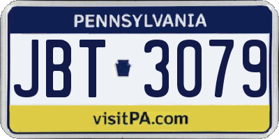 PA license plate JBT3079