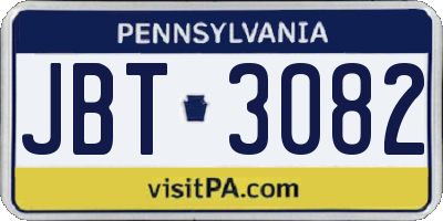 PA license plate JBT3082