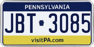 PA license plate JBT3085