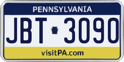 PA license plate JBT3090