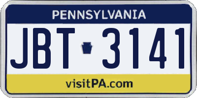 PA license plate JBT3141