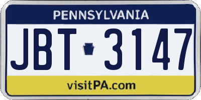 PA license plate JBT3147