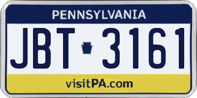 PA license plate JBT3161