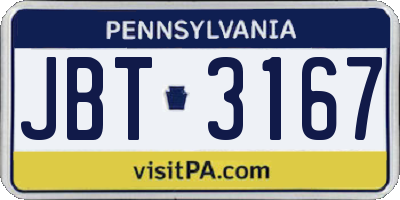 PA license plate JBT3167