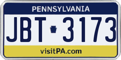 PA license plate JBT3173