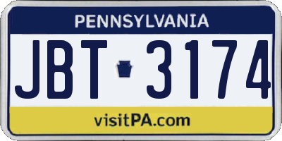 PA license plate JBT3174