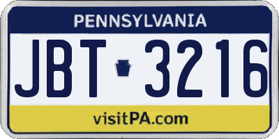 PA license plate JBT3216