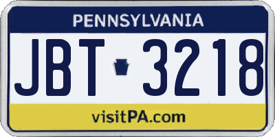 PA license plate JBT3218