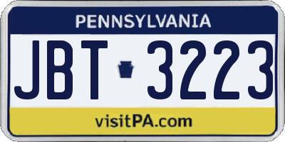PA license plate JBT3223