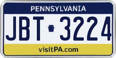 PA license plate JBT3224
