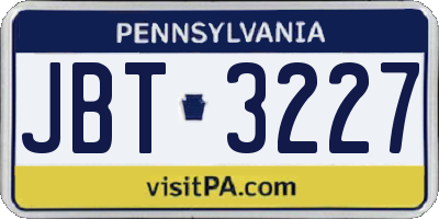 PA license plate JBT3227