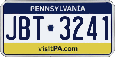 PA license plate JBT3241