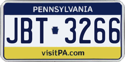 PA license plate JBT3266
