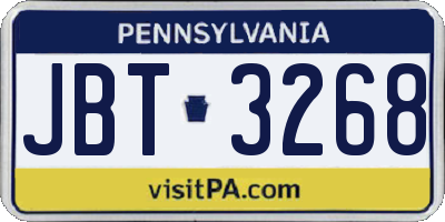 PA license plate JBT3268