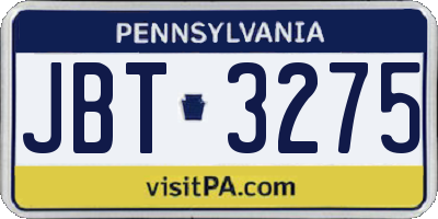 PA license plate JBT3275