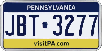 PA license plate JBT3277