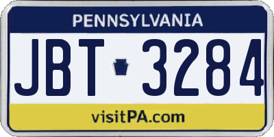 PA license plate JBT3284