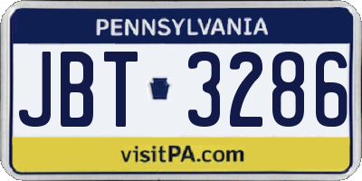 PA license plate JBT3286