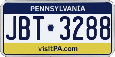 PA license plate JBT3288