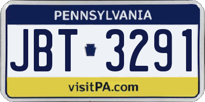 PA license plate JBT3291