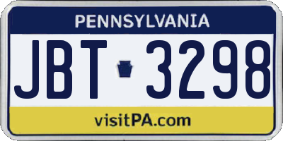 PA license plate JBT3298