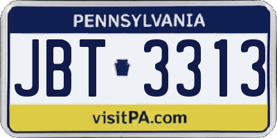 PA license plate JBT3313