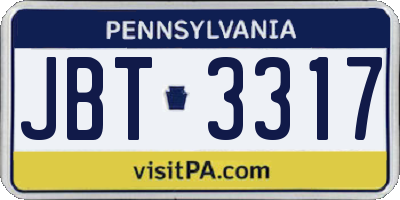 PA license plate JBT3317