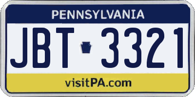PA license plate JBT3321