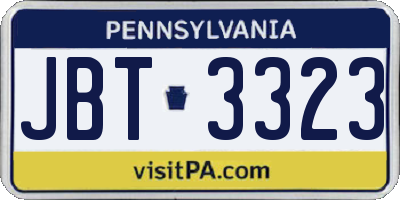 PA license plate JBT3323
