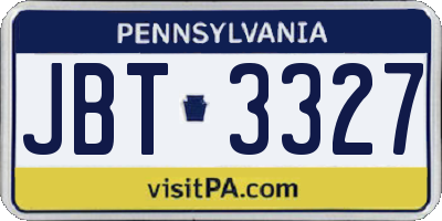 PA license plate JBT3327