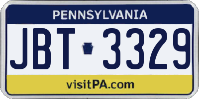 PA license plate JBT3329