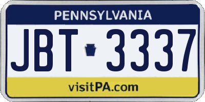 PA license plate JBT3337