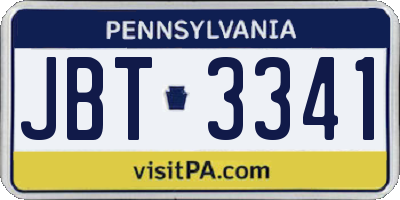 PA license plate JBT3341