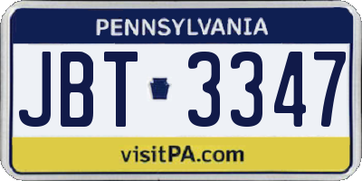 PA license plate JBT3347