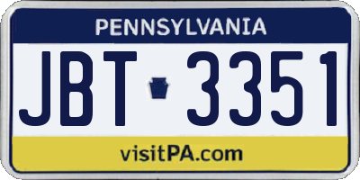 PA license plate JBT3351