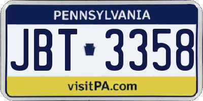 PA license plate JBT3358