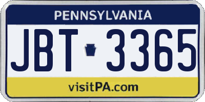PA license plate JBT3365