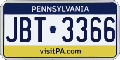 PA license plate JBT3366