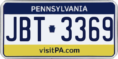 PA license plate JBT3369
