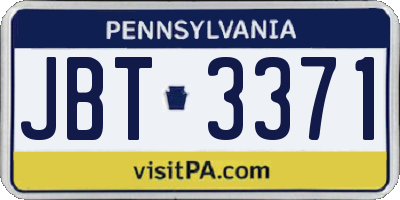 PA license plate JBT3371