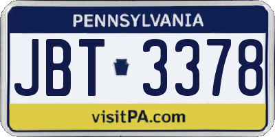 PA license plate JBT3378