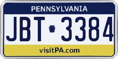 PA license plate JBT3384