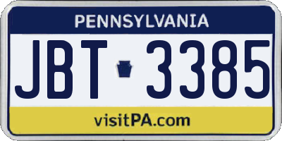 PA license plate JBT3385