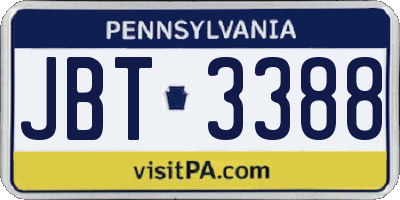 PA license plate JBT3388