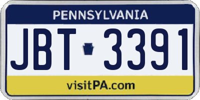 PA license plate JBT3391