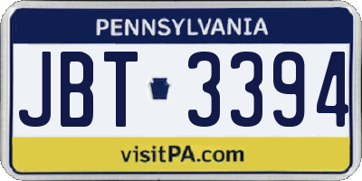PA license plate JBT3394